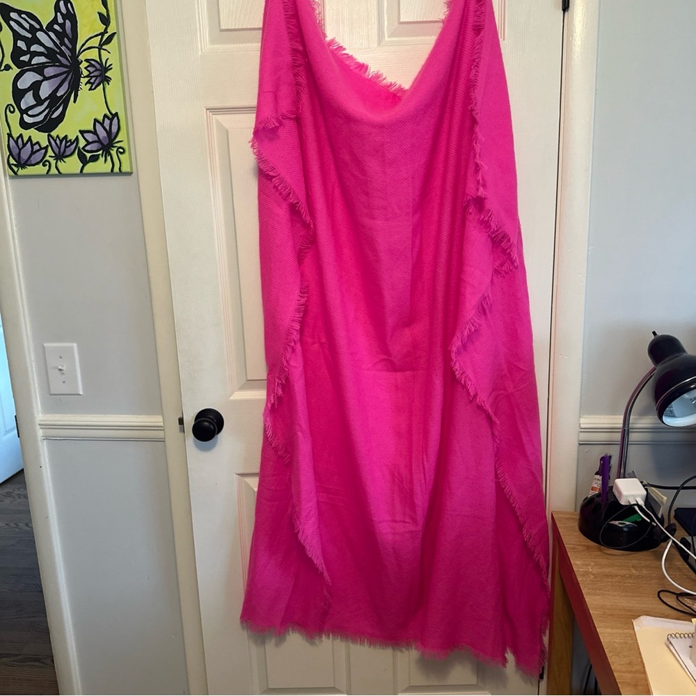 Hot Pink Lightweight Fringed Women's Wrap Scarf